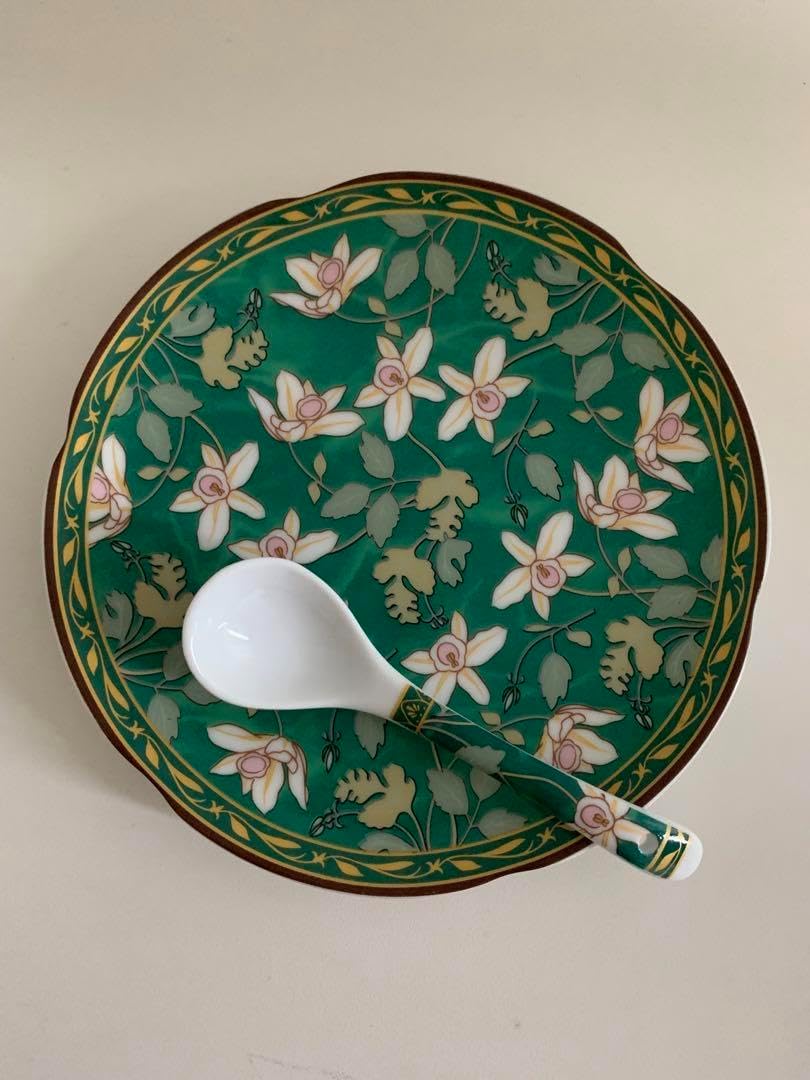 白山窯 山田正和造 織部銘々皿　 緑釉 日本工芸会正会員白山窯【山田正和】造織部結晶釉径49.4cm特大皿共箱